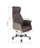 RENE A Fauteuil de bureau en métal chromé  Tissu et simili PU taupe  Contemporain  L 64 x P 64 cm