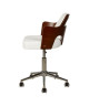KIRUNA Chaise de bureau en simili blanc  Accoudoirs bois  Style vintage  L 49 x P 51 cm