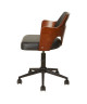 KIRUNA Chaise de bureau en simili noir  Accoudoirs bois  Style contemporain  L 49 x P 51 cm