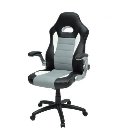 ANDRY Fauteuil de bureau  Simili PU  noir, gris et blanc  Contemporain  L 73 x P 72 cm