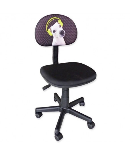 PUPPY Chaise de bureau enfant  Tissu noir  L 56 x P 39,5