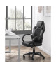 LAREN Chaise de bureau  Simili et tissu noir  Style contemporain  L 64 x P 70 cm