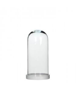 MICA Cloche Hella en verre transparent sur assiette  Blanc  26 xŘ12,8 cm