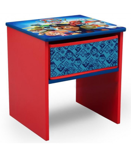 PAT PATROUILLE  Table de Chevet Enfant en Bois avec tiroirs  Rouge et Multicolore