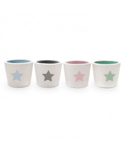 YOKO DESIGN Set de 4 coquetiers Star en céramique blanc