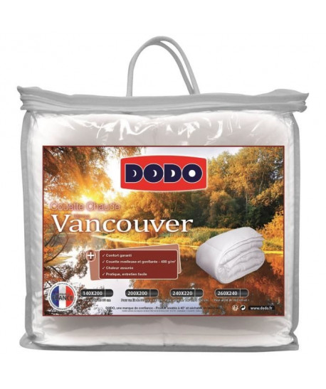 DODO Couette chaude 400gr/m˛ VANCOUVER 200x200 cm blanc