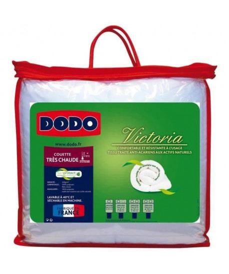 DODO Couette tres chaude 420gr/m˛ antiacariens VICTORIA 140x200 cm blanc