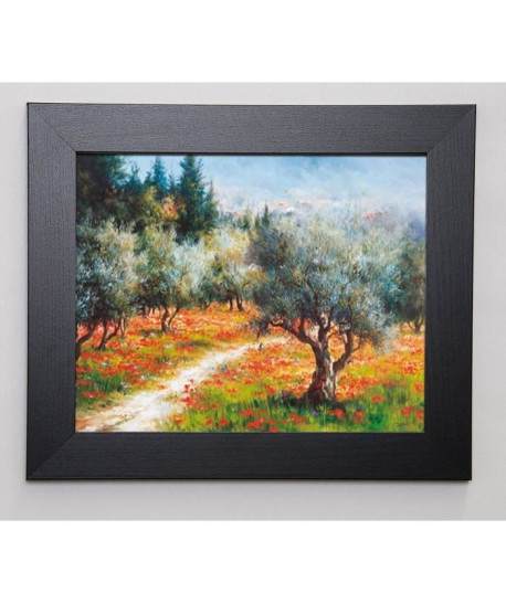 JULIEN Image encadrée Le chemin des oliviers 31x37 cm Rouge