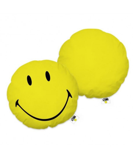 SMILEY HAPPY Coussin rond jaune