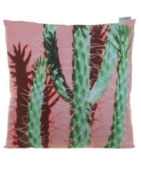 Coussin Cactus sur Fond Rose  50x50cm