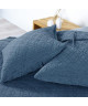 COTE DECO Housse de coussin en Microfibre Lavée MOJI 40x40 cm bleu denim