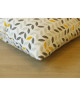 Coussin déco Coton Imprimé Mistigri 40x40x9 cm gris, jaune et blanc