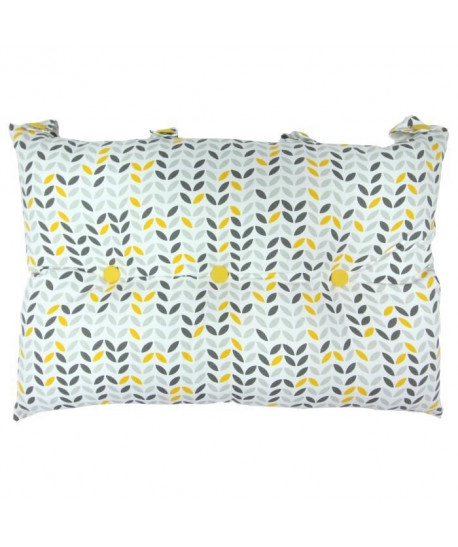 Tete de lit coussin 100% coton imprimé MISTIGRI  50x70 cm  Gris, jaune et blanc