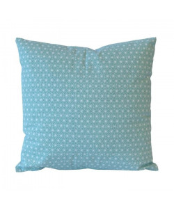 Coussin déco Coton Imprimé Scandi 40x40x9 cm vert d\'eau et blanc