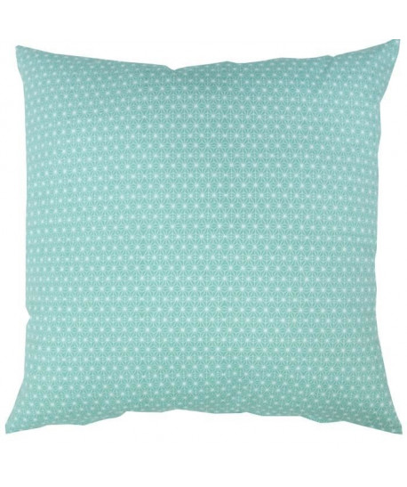 Coussin décoratif 100% coton imprimé SCANDI  60x60 cm  Vert d\'eau et blanc