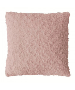 Coussin déco 40x40 fourrure synthétique rose