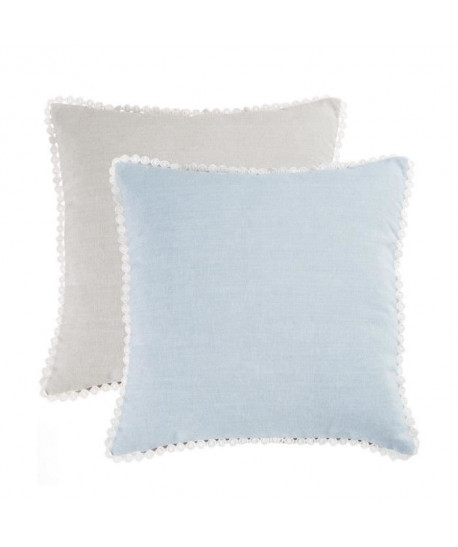 DEKOANDCO Coussin 40x40 cm CHINNY BLEU/LIN