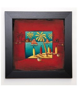 MÖGA Image encadrée D\'eau, de vent et de sable 37x37 cm Rouge