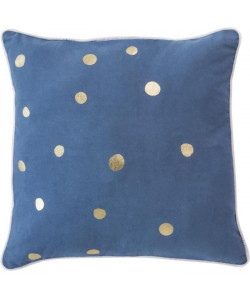 DEKOANDCO Coussin pois Poppy  Doré et bleu marine  40 x 40 cm