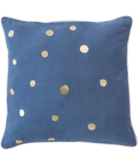 DEKOANDCO Coussin pois Poppy  Doré et bleu marine  40 x 40 cm