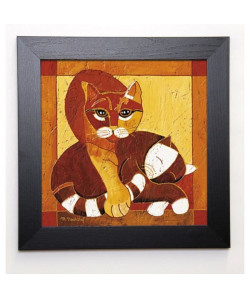 NEUHARD MICHeLE Image encadrée Chats I 37x37 cm Orange