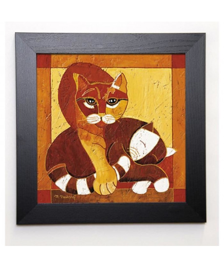 NEUHARD MICHeLE Image encadrée Chats I 37x37 cm Orange