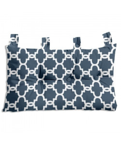 FINLANDEK Coussin tete de lit Moona style scandinave 45x70 cm bleu prusse et blanc