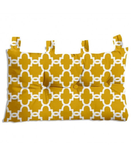 FINLANDEK Coussin tete de lit Moona style scandinave 45x70 cm jaune moutarde et blanc