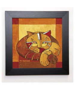 NEUHARD MICHeLE Image encadrée La sieste du chat II 37x37 cm Orange