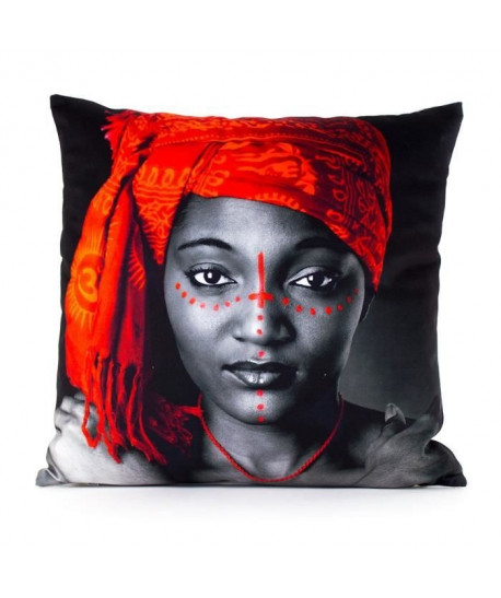 MARLENE BACKER Coussin déhoussable Fara 45x45 cm orange et gris