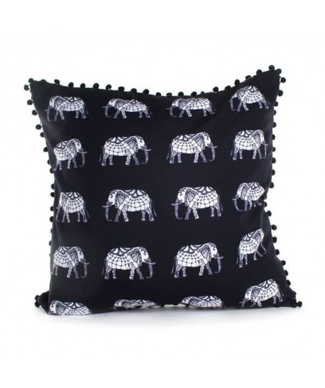 ANDORA Coussin déhoussable ELMER Petits Elephants 45x45 cm noir et blanc