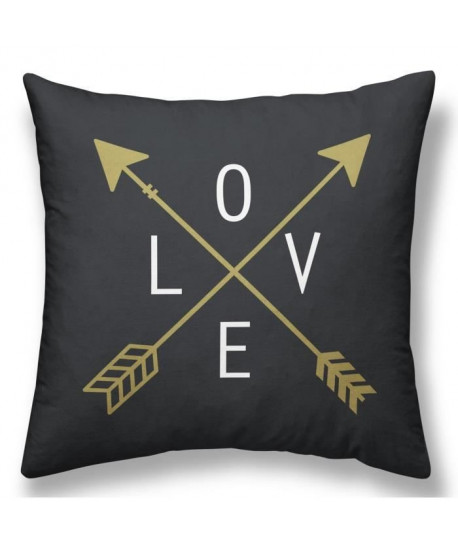 TODAY Coussin Déhoussable GOLD LABEL LOVE 40x40 cm blanc, noir et or