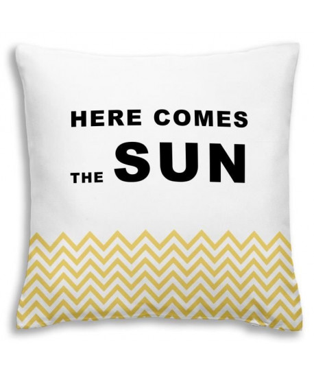 TODAY Coussin déhoussable 100% coton California Dream Here Comes The Sun 40x40 cm jaune et blanc