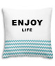 TODAY Coussin déhoussable 100% coton California Dream Enjoy Life 40x40 cm aqua et blanc