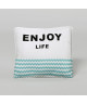 TODAY Coussin déhoussable 100% coton California Dream Enjoy Life 40x40 cm aqua et blanc