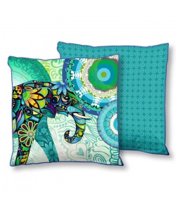 HIP Coussin déco imprimé Explorer  48x48 cm  Vert et bleu