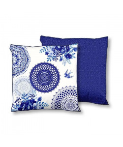 HIP Coussin déco imprimé Grande  48x48 cm  Blanc et bleuviolet