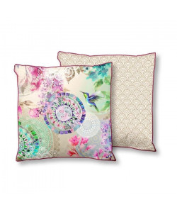 HIP Coussin déco imprimé Pallavi  48x48 cm  Champagne et fuchsia