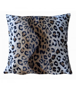 O\'CBO Coussin déhoussable fourrure LEOPARD 42x42 cm  Orange, noir et creme