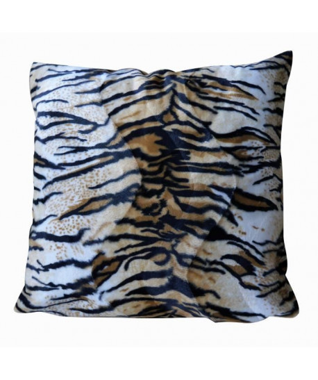 O\'CBO Coussin déhoussable fourrure TIGRE 42x42 cm  Noir, creme et orange