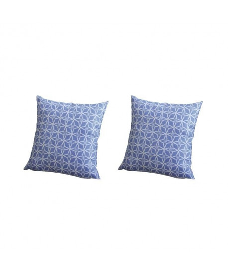 O\'CBO Lot de 2 coussins déhoussables GEOMETRICO 40x40 cm  Bleu