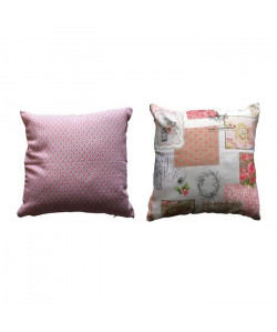 O\'CBO Lot de 2 Coussins déhoussables MA MAISON EST MON CHÂTEAU 40x40 cm rose