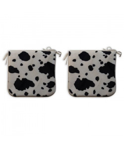 O\'CBO Lot de 2 Galettes de chaise fourrure VACHE 39x39 cm  Noir et blanc