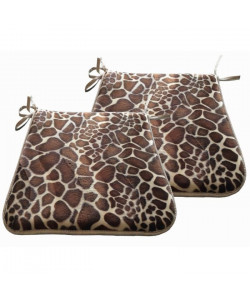 O\'CBO Lot de 2 Galettes de chaise fourrure GIRAFE 39x39 cm  Beige et marron