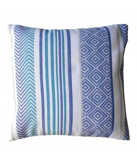 O\'CBO Coussin déhoussable BRISE 52x52 cm  Bleu et blanc