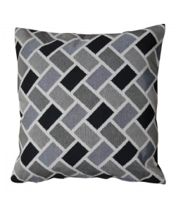 O\'CBO Coussin déhoussable KOTA Jacquard 42x42 cm noir, creme et blanc