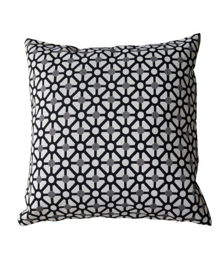 O\'CBO Coussin déhoussable JAIPUR Jacquard 42x42 cm noir, creme et blanc