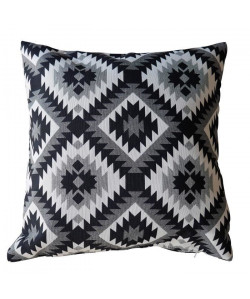 O\'CBO Coussin déhoussable AKOLA Jacquard 42x42 cm noir, creme et blanc