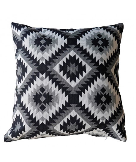 O\'CBO Coussin déhoussable AKOLA Jacquard 42x42 cm noir, creme et blanc