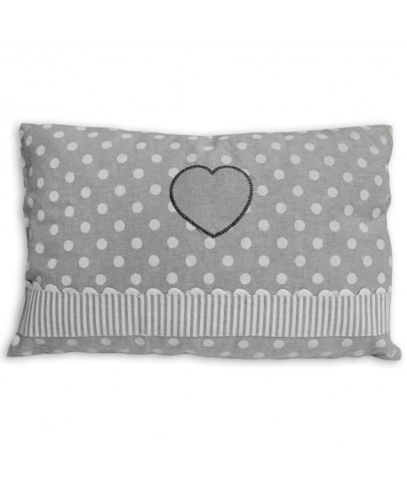 SOLEIL D\'OCRE Coussin brodé Passion en coton 32x50 cm  Gris